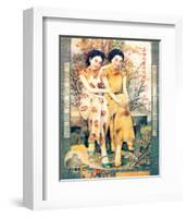 Two Shanghai Ladies with Flowers-null-Framed Premium Giclee Print