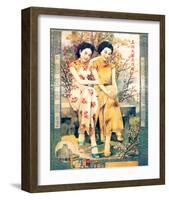 Two Shanghai Ladies with Flowers-null-Framed Premium Giclee Print