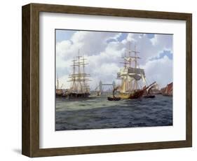 Two Ships Leaving London through Tower Bridge-James Brereton-Framed Giclee Print