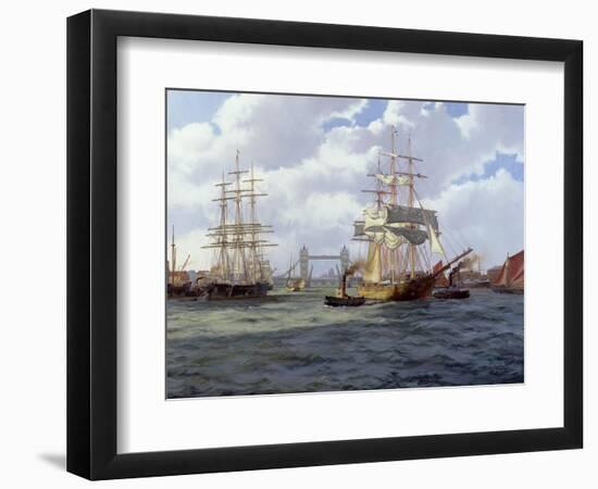 Two Ships Leaving London through Tower Bridge-James Brereton-Framed Giclee Print