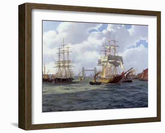 Two Ships Leaving London through Tower Bridge-James Brereton-Framed Giclee Print