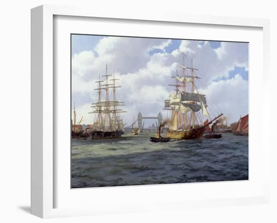 Two Ships Leaving London through Tower Bridge-James Brereton-Framed Giclee Print