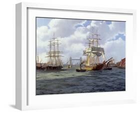 Two Ships Leaving London through Tower Bridge-James Brereton-Framed Giclee Print