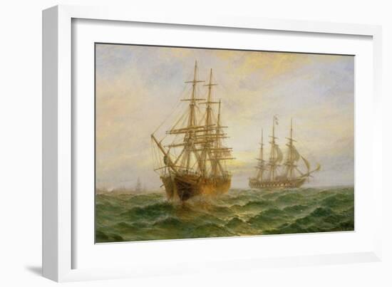 Two Ships Passing at Sunset-Claude T. Stanfield Moore-Framed Giclee Print