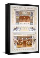 Two Shop-Front Designs: a Perfume Seller's and a Toyshop, C.1880-95 (Colour Litho)-Rene Binet-Framed Stretched Canvas