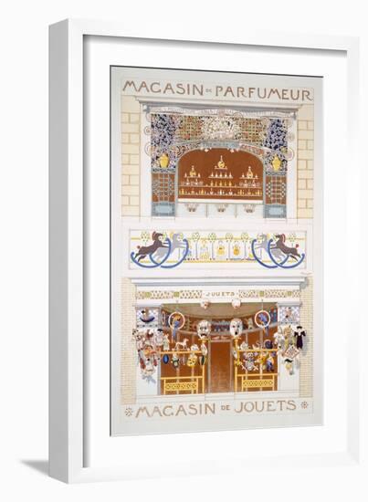 Two Shop-Front Designs: a Perfume Seller's and a Toyshop, C.1880-95 (Colour Litho)-Rene Binet-Framed Giclee Print