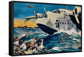 Two Short Sunderlands Rescuing Crew, 1940-null-Framed Stretched Canvas