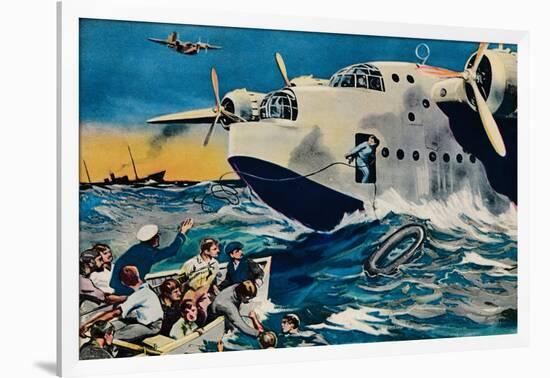 Two Short Sunderlands Rescuing Crew, 1940-null-Framed Giclee Print