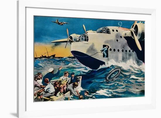 Two Short Sunderlands Rescuing Crew, 1940-null-Framed Giclee Print