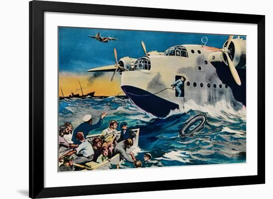 Two Short Sunderlands Rescuing Crew, 1940-null-Framed Giclee Print