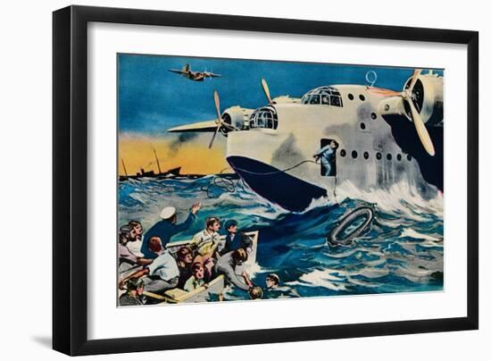 Two Short Sunderlands Rescuing Crew, 1940-null-Framed Giclee Print