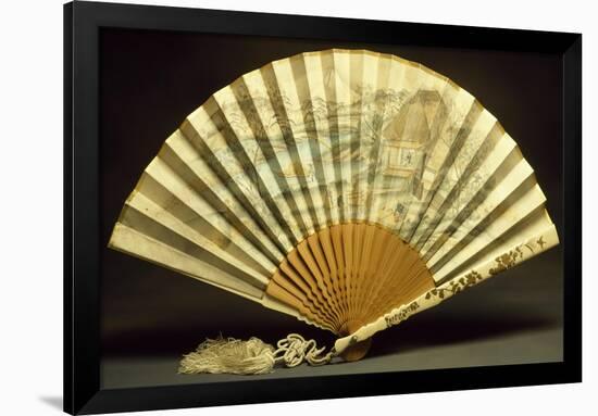 Two-Sided Fan with Wooden Slats-null-Framed Giclee Print