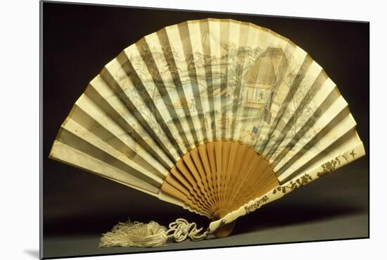 Two-Sided Fan with Wooden Slats-null-Mounted Giclee Print