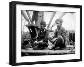 Two Sikh Men Sitting on a Dock, Circa 1913-Asahel Curtis-Framed Giclee Print