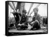 Two Sikh Men Sitting on a Dock, Circa 1913-Asahel Curtis-Framed Stretched Canvas