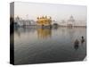 Two Sikh Pilgrims Bathing and Praying in the Early Morning in Holy Pool, Amritsar, India-Eitan Simanor-Stretched Canvas