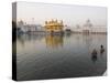 Two Sikh Pilgrims Bathing and Praying in the Early Morning in Holy Pool, Amritsar, India-Eitan Simanor-Stretched Canvas