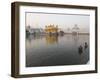 Two Sikh Pilgrims Bathing and Praying in the Early Morning in Holy Pool, Amritsar, India-Eitan Simanor-Framed Photographic Print