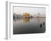 Two Sikh Pilgrims Bathing and Praying in the Early Morning in Holy Pool, Amritsar, India-Eitan Simanor-Framed Photographic Print