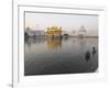 Two Sikh Pilgrims Bathing and Praying in the Early Morning in Holy Pool, Amritsar, India-Eitan Simanor-Framed Photographic Print