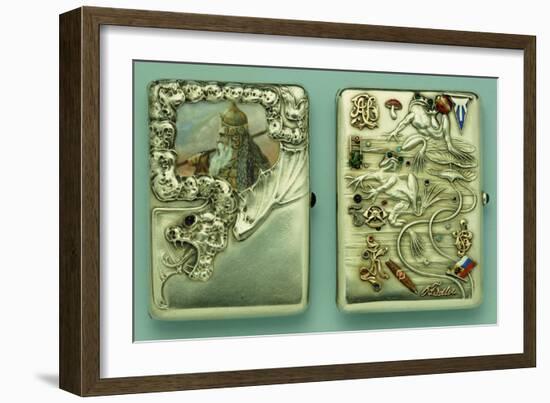 Two Silver and Enamel Cigarette Cases, the Other with Swimming Frogs, Both 1908-1917-null-Framed Giclee Print