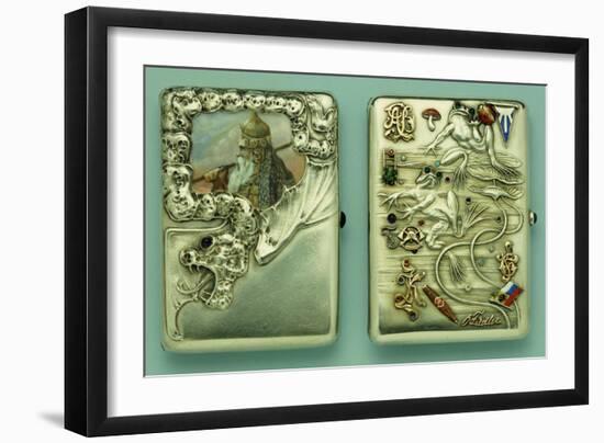 Two Silver and Enamel Cigarette Cases, the Other with Swimming Frogs, Both 1908-1917-null-Framed Giclee Print