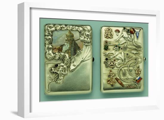 Two Silver and Enamel Cigarette Cases, the Other with Swimming Frogs, Both 1908-1917-null-Framed Giclee Print