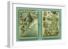 Two Silver and Enamel Cigarette Cases, the Other with Swimming Frogs, Both 1908-1917-null-Framed Giclee Print