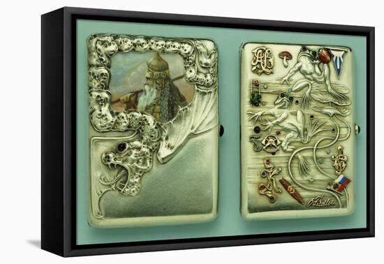 Two Silver and Enamel Cigarette Cases, the Other with Swimming Frogs, Both 1908-1917-null-Framed Stretched Canvas