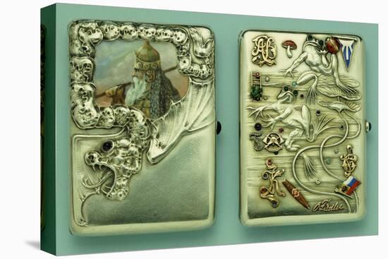 Two Silver and Enamel Cigarette Cases, the Other with Swimming Frogs, Both 1908-1917-null-Stretched Canvas