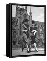 Two Sisters Dressed in American Fashions-null-Framed Stretched Canvas