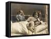 Two Sisters Prepare for Bed - and of Course their Dolls Come to Bed with Them-null-Framed Stretched Canvas