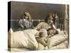 Two Sisters Prepare for Bed - and of Course their Dolls Come to Bed with Them-null-Stretched Canvas