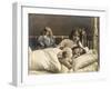 Two Sisters Prepare for Bed - and of Course their Dolls Come to Bed with Them-null-Framed Photographic Print