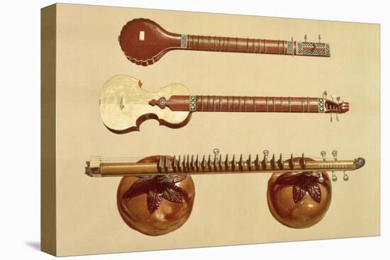 Two Sitars and a Rudra Vina, Indian, from 'Musical Instruments'-Alfred James Hipkins-Stretched Canvas