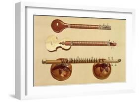 Two Sitars and a Rudra Vina, Indian, from 'Musical Instruments'-Alfred James Hipkins-Framed Giclee Print