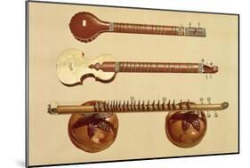 Two Sitars and a Rudra Vina, Indian, from 'Musical Instruments'-Alfred James Hipkins-Mounted Giclee Print