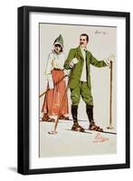 Two Skiers, 1909-Carlo Pellegrini-Framed Giclee Print