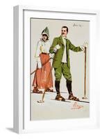 Two Skiers, 1909-Carlo Pellegrini-Framed Giclee Print