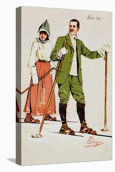 Two Skiers, 1909-Carlo Pellegrini-Stretched Canvas