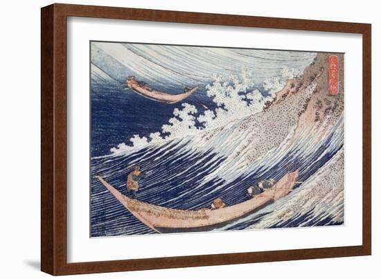 Two Small Fishing Boats on the Sea-Katsushika Hokusai-Framed Giclee Print