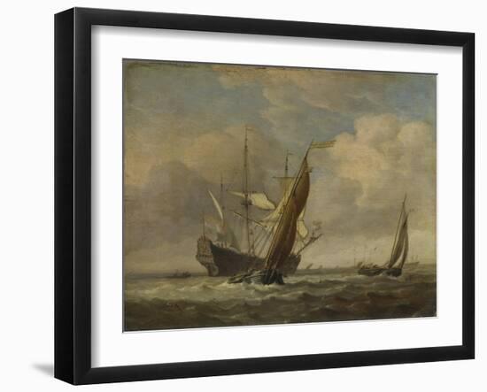 Two Small Vessels and a Dutch Man-Of-War in a Breeze, C. 1660-Willem Van De Velde The Younger-Framed Giclee Print