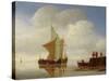 Two Smalschips Off the End of a Pier, C.1700-10-Willem Van De, The Younger Velde-Stretched Canvas