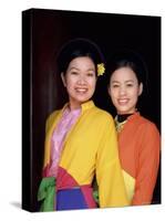 Two Smiling Vietnamese Women in Traditional Dress, North Vietnam, Vietnam-Gavin Hellier-Stretched Canvas