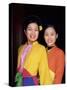 Two Smiling Vietnamese Women in Traditional Dress, North Vietnam, Vietnam-Gavin Hellier-Stretched Canvas