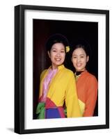 Two Smiling Vietnamese Women in Traditional Dress, North Vietnam, Vietnam-Gavin Hellier-Framed Photographic Print
