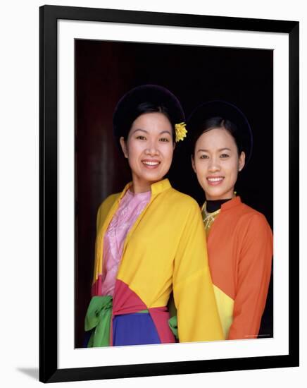 Two Smiling Vietnamese Women in Traditional Dress, North Vietnam, Vietnam-Gavin Hellier-Framed Photographic Print