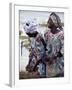 Two Smiling Zanzibari Women Working in Seaweed Cultivation, Zanzibar, Tanzania, East Africa, Africa-Yadid Levy-Framed Photographic Print