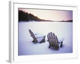 Two Snow-covered Chairs Outdoors-Ralph Morsch-Framed Photographic Print