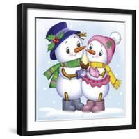 Two Snowmen-Olga And Alexey Drozdov-Framed Giclee Print